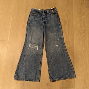 Women's Blue Jeans High Loose Flare